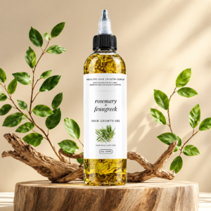 rosemary fenugreek hair serum still life